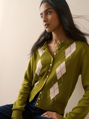 Nobodys Child Fine Gauge Argyle Knitted Cardigan - Attēls 4 no 5