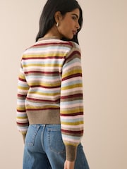 Nobodys Child White Stripe Neck Tie Cardigan - Image 2 of 5