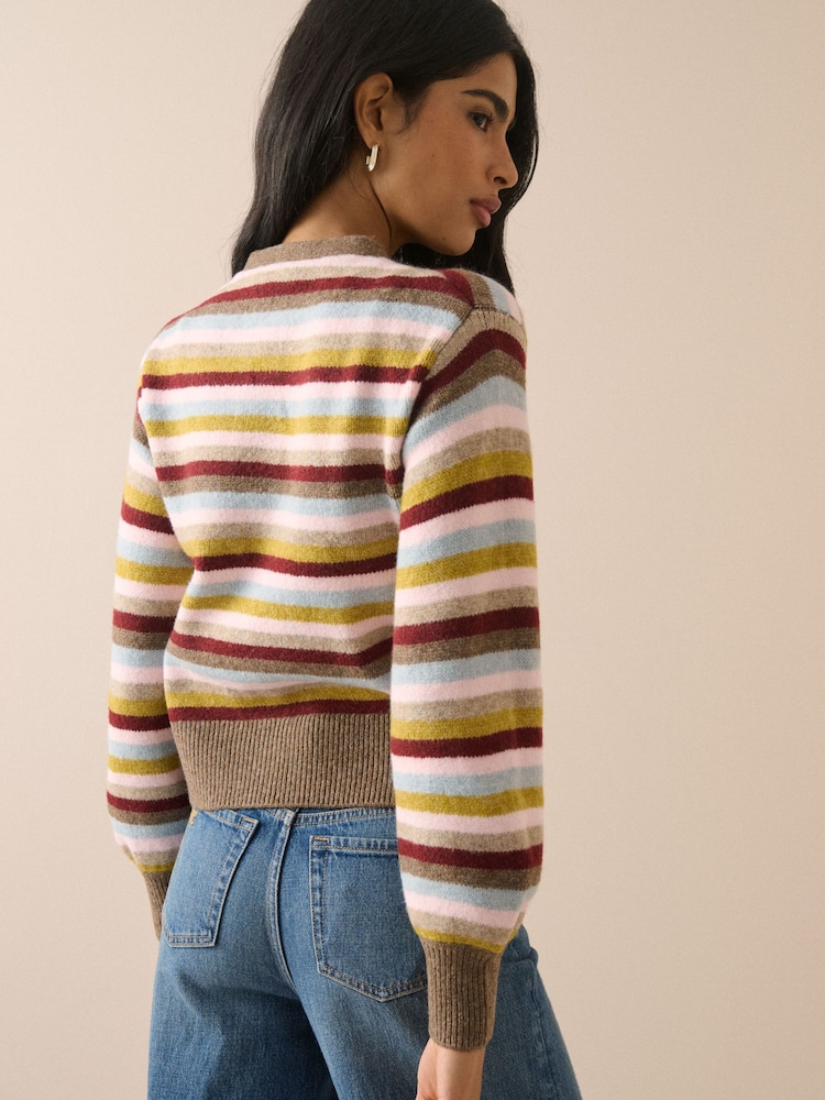 Nobodys Child White Stripe Neck Tie Cardigan - Image 2 of 5 Nobodys Child White Stripe Neck Tie Cardigan - Image 2 of 5