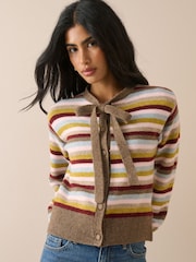 Nobodys Child White Stripe Neck Tie Cardigan - Image 4 of 5
