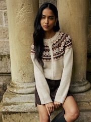 Nobodys Child Cream Chunky Fair Isle Cardigan - Image 1 of 6