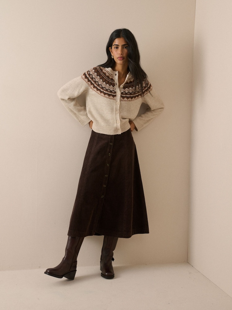 Nobodys Child Cream Chunky Fair Isle Cardigan - Image 2 of 6 Nobodys Child Cream Chunky Fair Isle Cardigan - Image 2 of 6