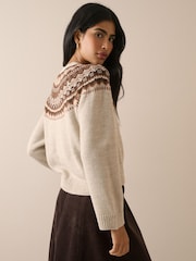 Nobodys Child Cream Chunky Fair Isle Cardigan - Image 4 of 6