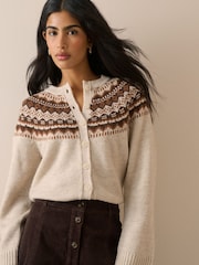 Nobodys Child Cream Chunky Fair Isle Cardigan - Image 5 of 6