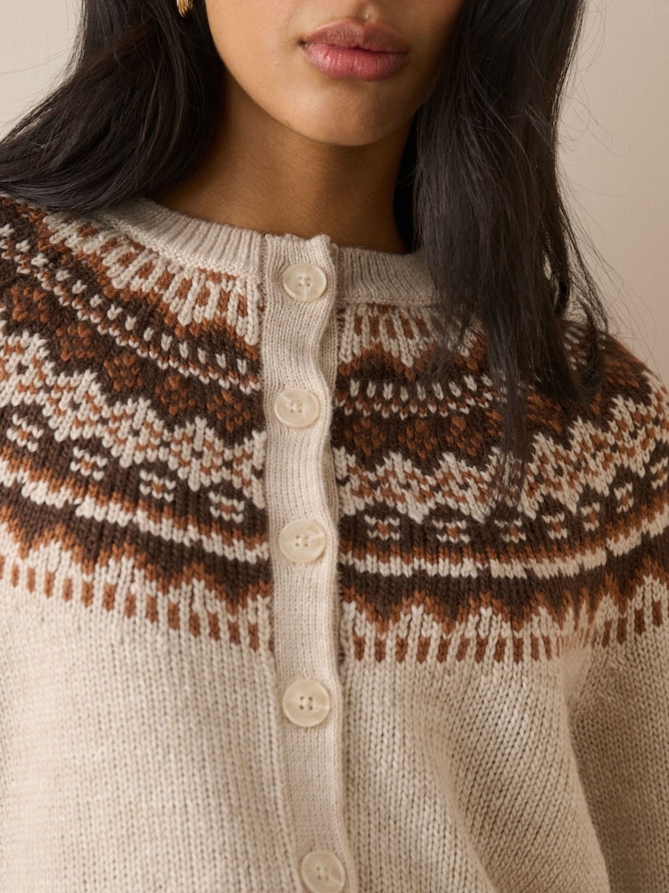 Nobodys Child Cream Chunky Fair Isle Cardigan - Image 6 of 6 Nobodys Child Cream Chunky Fair Isle Cardigan - Image 6 of 6