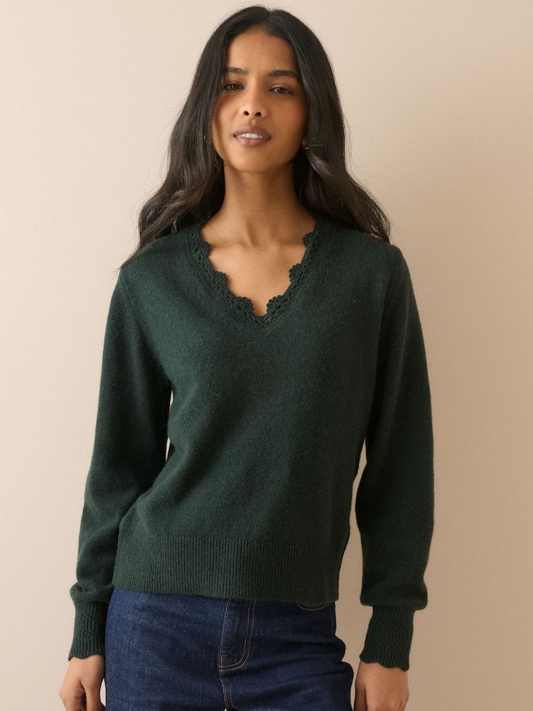 Nobodys Child Crochet Trim V-Neck Jumper - صورة 1 من 5 Nobodys Child Crochet Trim V-Neck Jumper - صورة 1 من 5