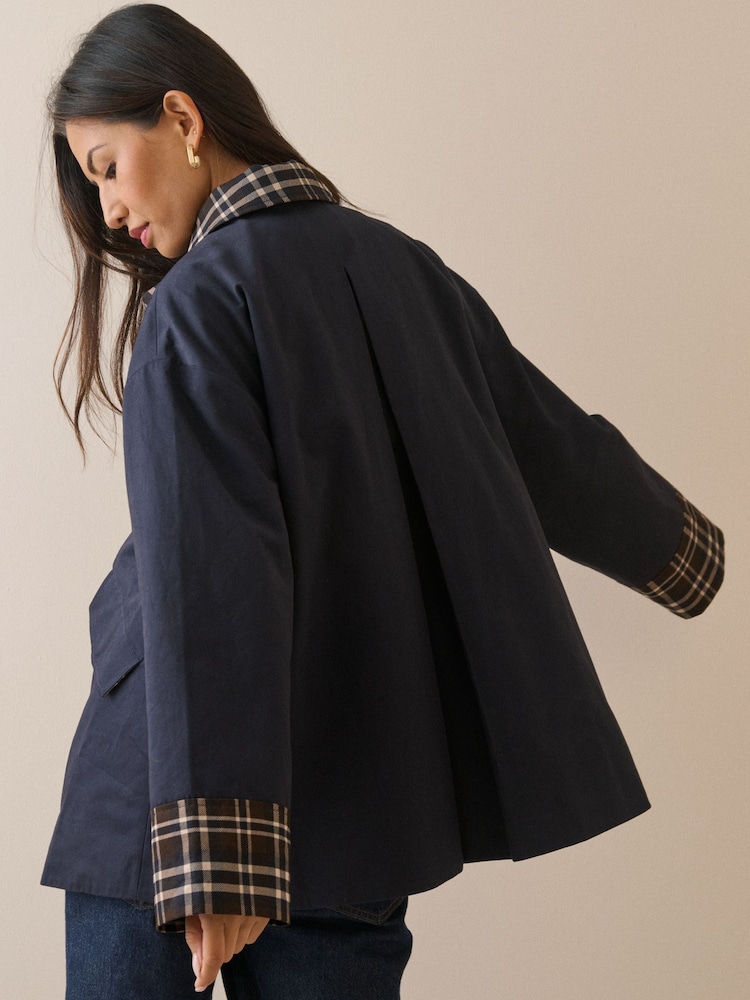 Nobodys Child Blue Tartan Trim Country Jacket - Image 2 of 5 Nobodys Child Blue Tartan Trim Country Jacket - Image 2 of 5