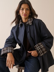 Nobodys Child Blue Tartan Trim Country Jacket - Image 4 of 5