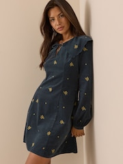 Nobodys Child Blue Hannah Cord Mini Dress - Image 4 of 5