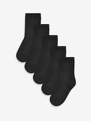 Black 5 Pack Cotton Rich Cushioned Sole Ankle Socks - Image 1 of 3
