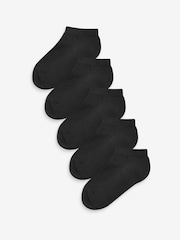 Black 5 Pack Cotton Rich Cushioned Sole Trainer Socks - Image 1 of 3