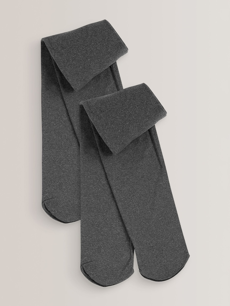 Grey Regular Length 2 Pack 80 Denier School Tights - Image 1 of 2