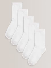 White 5 Pack Cotton Rich Cushioned Sole Ankle Socks - Image 1 of 3