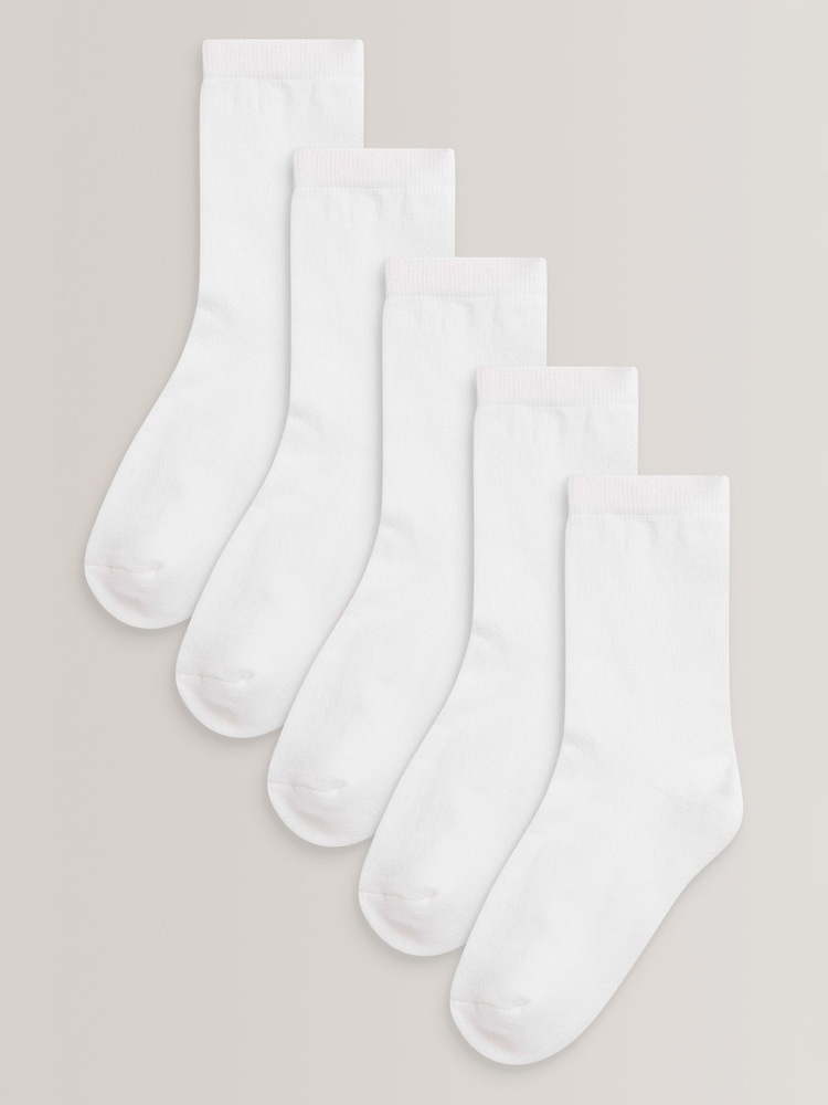 White 5 Pack Cotton Rich Cushioned Sole Ankle Socks - Image 1 of 3