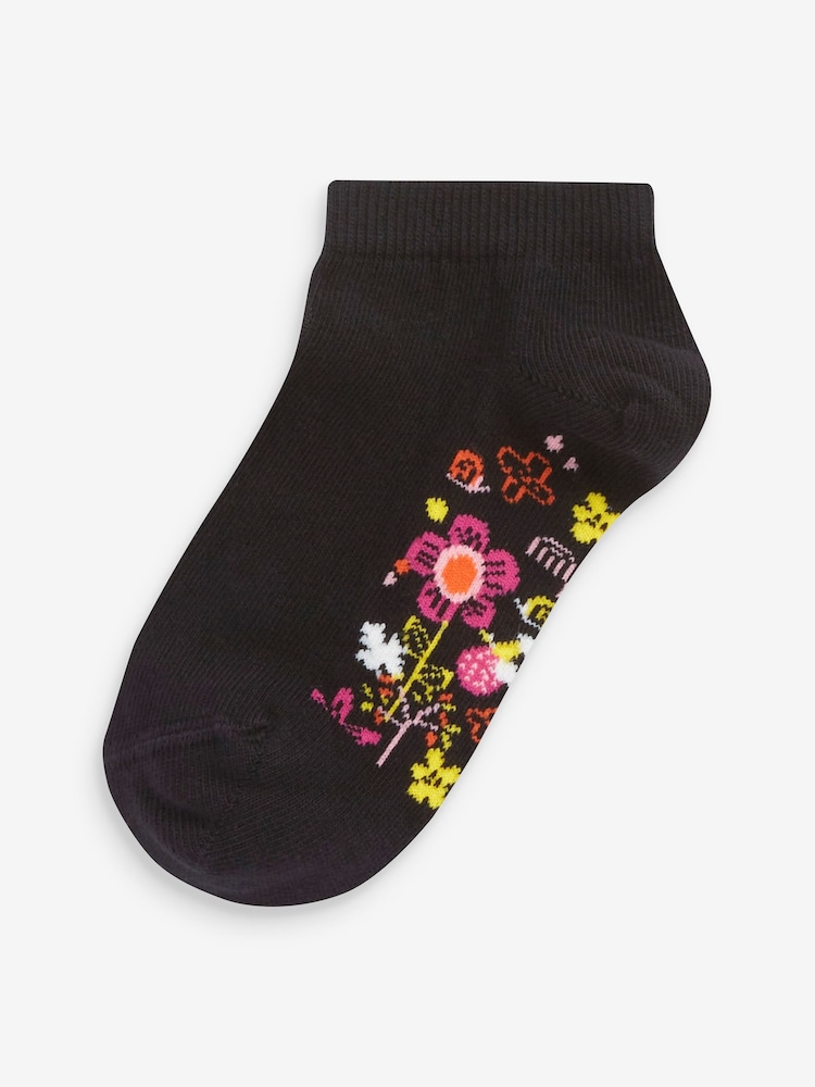 Floral noir - Lot de 5 chaussettes de sport en coton riche avec semelle intérieure - Image 4 of 6