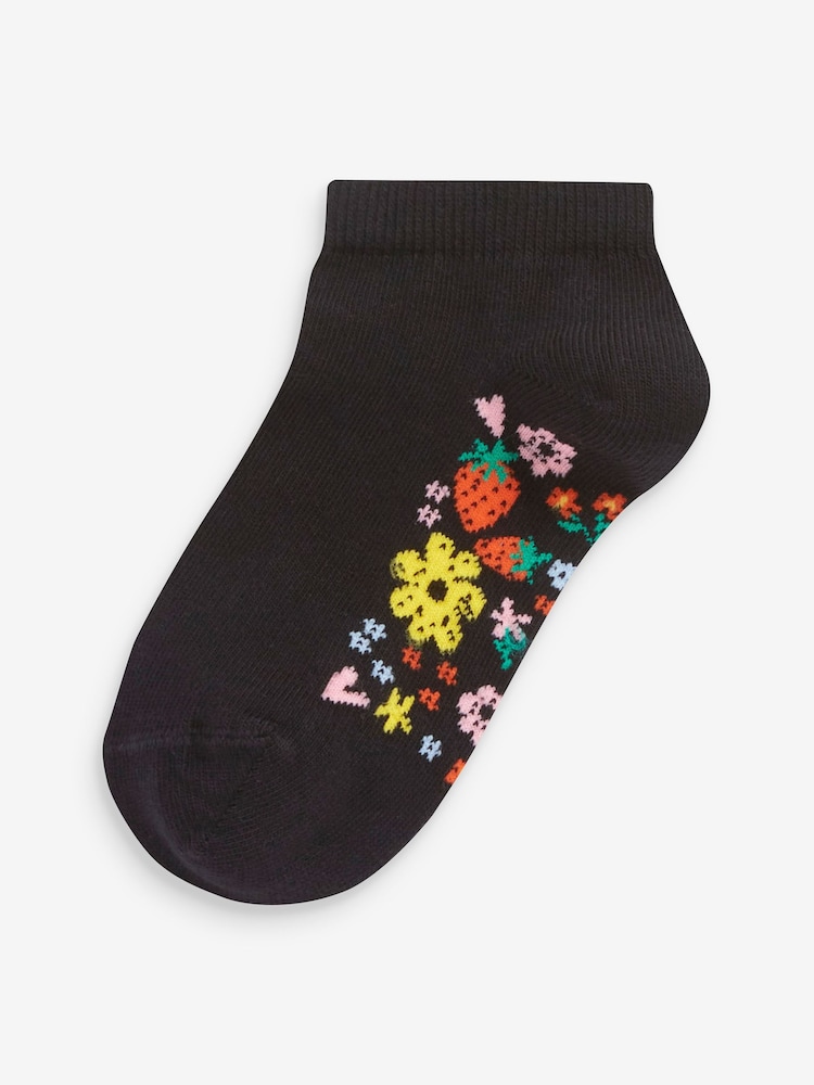 Floral noir - Lot de 5 chaussettes de sport en coton riche avec semelle intérieure - Image 5 of 6