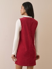 Nobodys Child Red Nila Cord Pinafore Mini Dress - Image 2 of 5