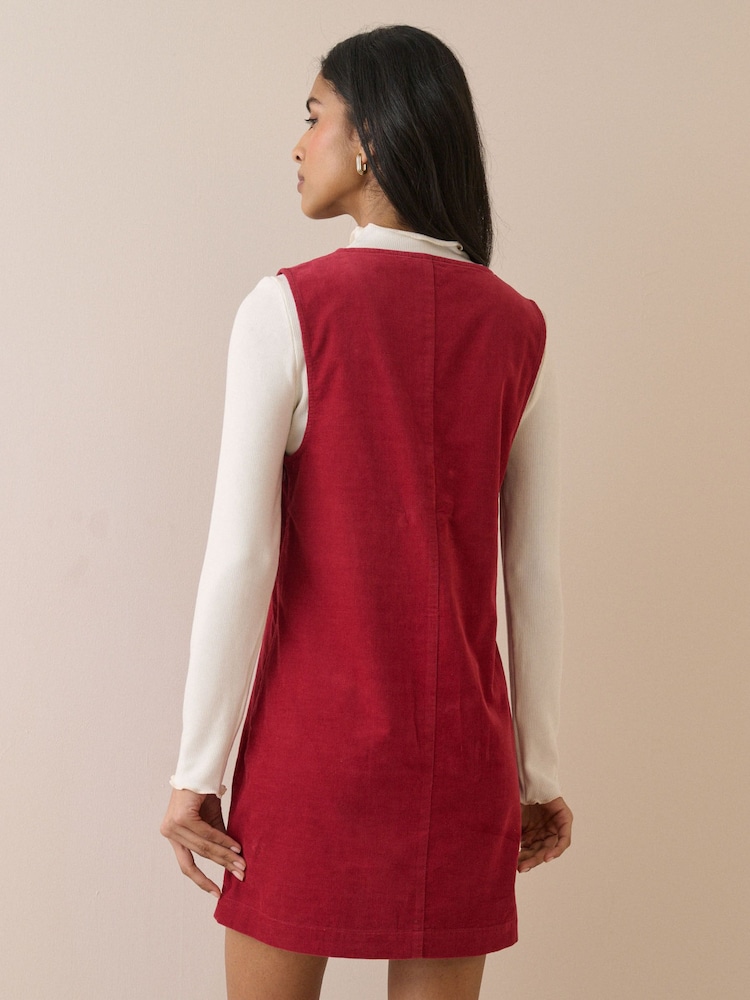 Nobodys Child Red Nila Cord Pinafore Mini Dress - Image 2 of 5 Nobodys Child Red Nila Cord Pinafore Mini Dress - Image 2 of 5