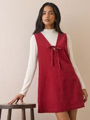 Nobodys Child Red Nila Cord Pinafore Mini Dress - Image 3 of 5