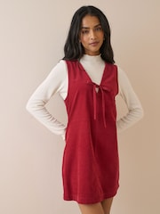 Nobodys Child Red Nila Cord Pinafore Mini Dress - Image 4 of 5