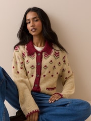Nobodys Child Ditsy Collar Knitted Jacket - תמונה 4 מתוך 5