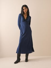 Nobodys Child Blue Long Sleeve Aida Midi Dress - Image 1 of 5