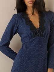 Nobodys Child Blue Long Sleeve Aida Midi Dress - Image 3 of 5