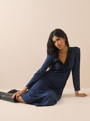 Nobodys Child Blue Long Sleeve Aida Midi Dress - Image 5 of 5