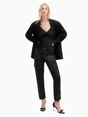 AllSaints Black Nola Coated Trousers - Image 2 of 9