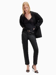 AllSaints Black Nola Coated Trousers - Image 4 of 9