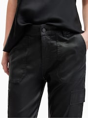 AllSaints Black Nola Coated Trousers - Image 7 of 9