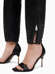 AllSaints Black Nola Coated Trousers - Image 8 of 9