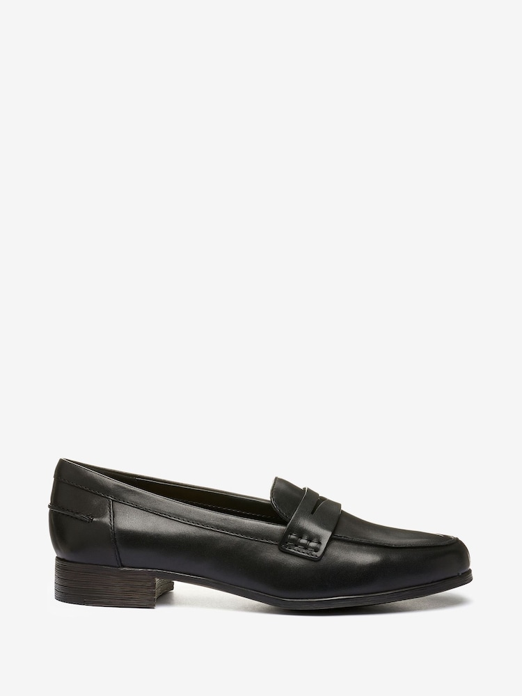 Clarks Black Dark Pat Hamble Wide Fit Loafer Shoes - Image 1 of 7