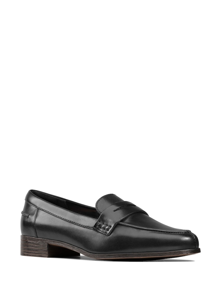 Clarks Black Dark Pat Hamble Wide Fit Loafer Shoes - Image 3 of 7