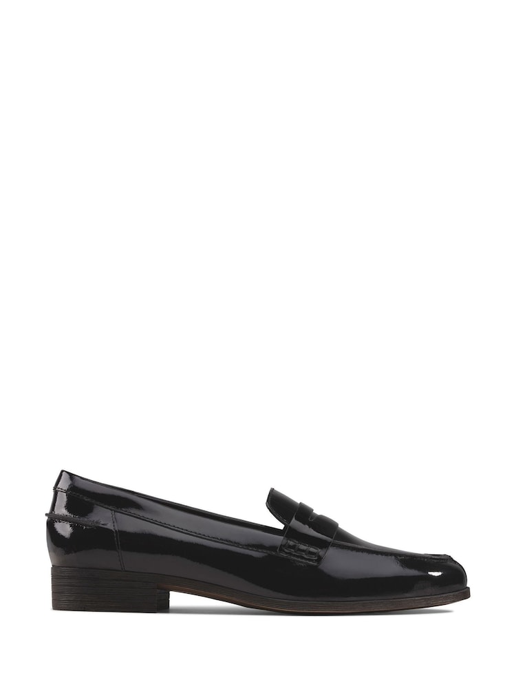 Clarks Black Pat Hamble Wide Fit Loafer Shoes - Image 1 of 6