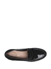 Clarks Black Pat Hamble Wide Fit Loafer Shoes - Image 3 of 6