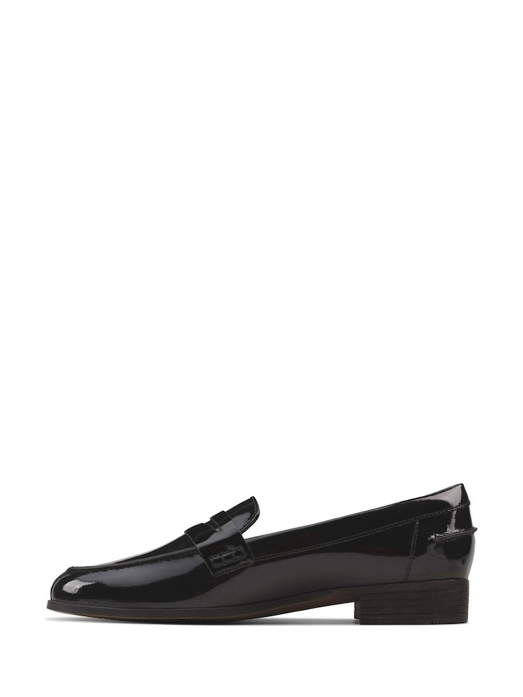 Clarks Black Pat Hamble Wide Fit Loafer Shoes - Image 4 of 6