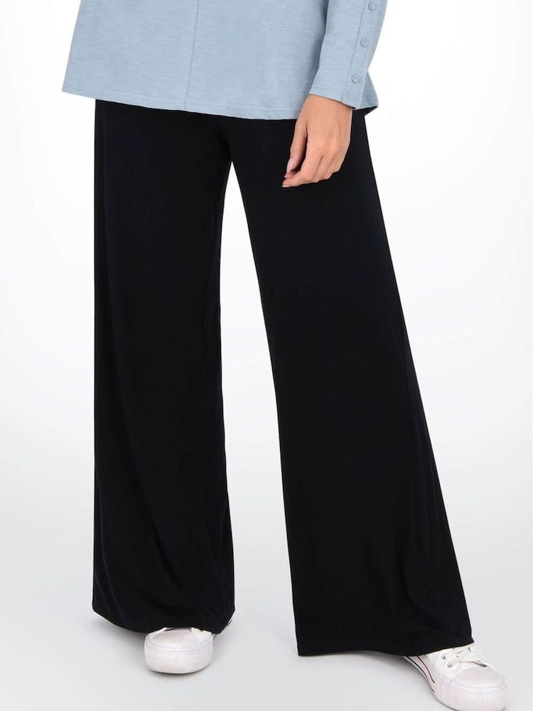 Live Unlimited Black Curve Jersey Wide Leg Trousers - Image 1 of 4