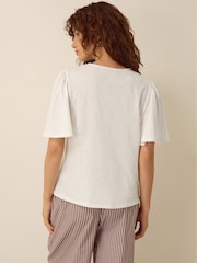 Monsoon Cream Layla V-Neck Lace Jersey Top - Image 2 of 5