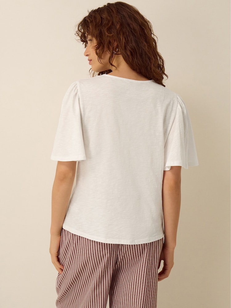 Monsoon Cream Layla V-Neck Lace Jersey Top - Image 2 of 5