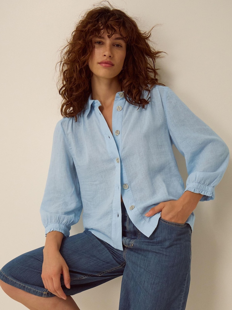 Monsoon Blue Emily Linen Blend Shirt - Image 1 of 3 Monsoon Blue Emily Linen Blend Shirt - Image 1 of 3