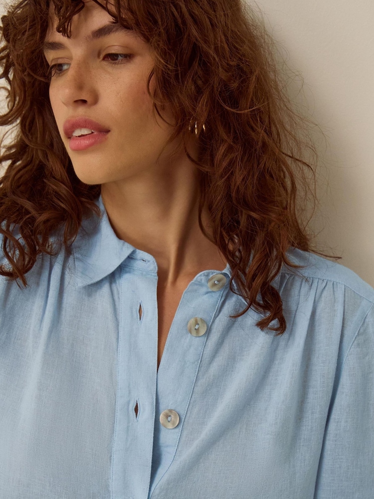 Monsoon Blue Emily Linen Blend Shirt - Image 2 of 3 Monsoon Blue Emily Linen Blend Shirt - Image 2 of 3