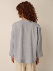 Monsoon Blue Alexa Stripe Linen Blend Top - Image 3 of 4