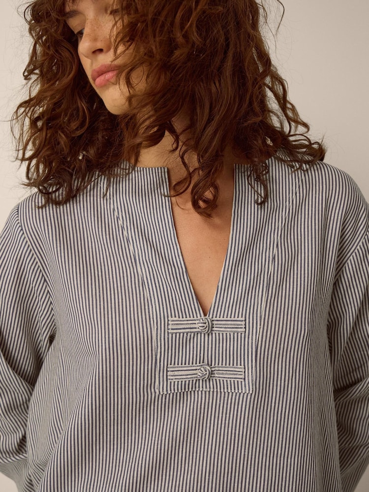 Monsoon Blue Alexa Stripe Linen Blend Top - Image 4 of 4 Monsoon Blue Alexa Stripe Linen Blend Top - Image 4 of 4