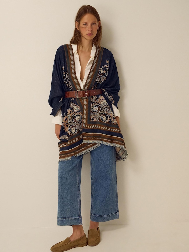 Monsoon Blue Crissy Jacquard Poncho - Image 1 of 5