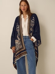Monsoon Blue Crissy Jacquard Poncho - Image 2 of 5