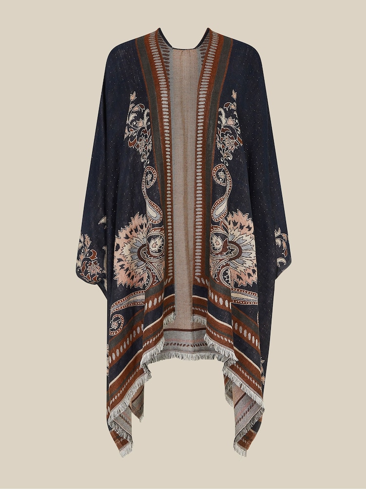 Monsoon Blue Crissy Jacquard Poncho - Image 5 of 5