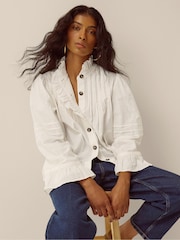 Monsoon White Teresa Frill Pintuck Shirt - Image 5 of 5