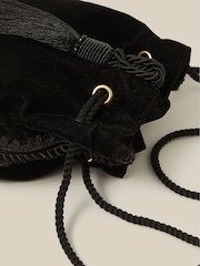 Monsoon Black Hope Tassel Velvet Pouch Bag - Image 3 of 4