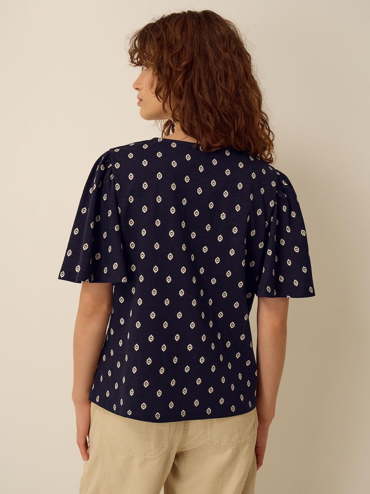 Monsoon Blue Janey Printed Jersey Top - Image 2 of 5